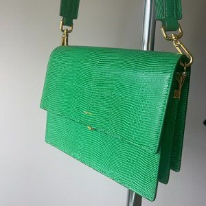 JW Pei Mini Flap Bag Grass Green Lizard